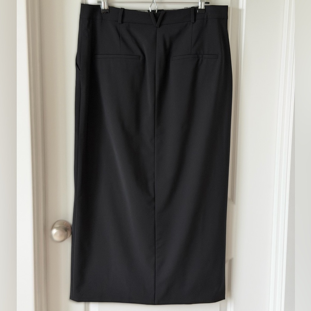 Veronica Beard Maxine Black Wool Blend Front Slit-20” Midi Minimalist Skirt - Picture 9 of 16